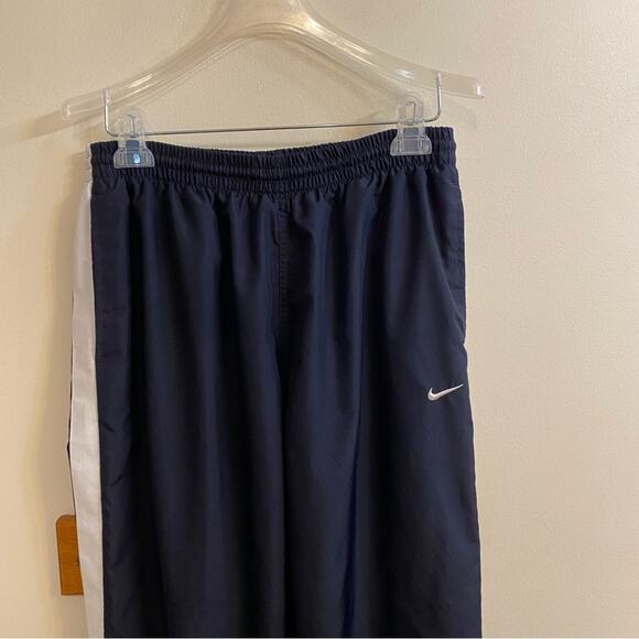 Nike Mens Navy White Stripes Nylon Zip Leg Y2K Athletic Track Pants Medium Retro - Picture 5 of 15